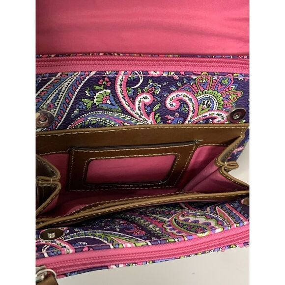 Chaps Paisley Small Cross Body Shoulder Strap Purse Multi-pockets - Picture 2 of 6